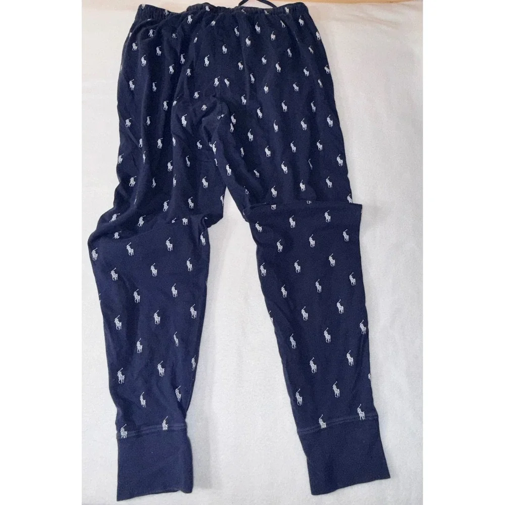 2  Polo Ralph Lauren Pajama Pants Mens Medium Navy Blue & Light Blue Joggers